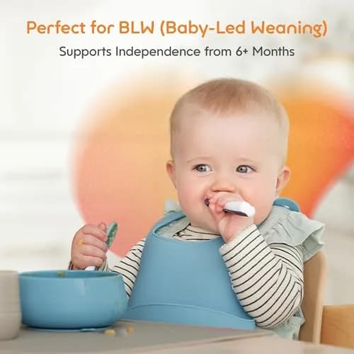 NumNum Baby Spoons Self Feeding 6 Months, 2-Pack Red/Pink | Pediatric OT Recommended for Baby Led Weaning thumbnail 2