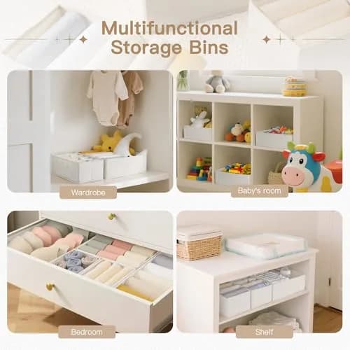 Criusia White 14 Pack Drawer Organizer Caddy | Lightweight Foldable Closet Storage Dividers for Baby Clothes, Underwear, Socks thumbnail 6