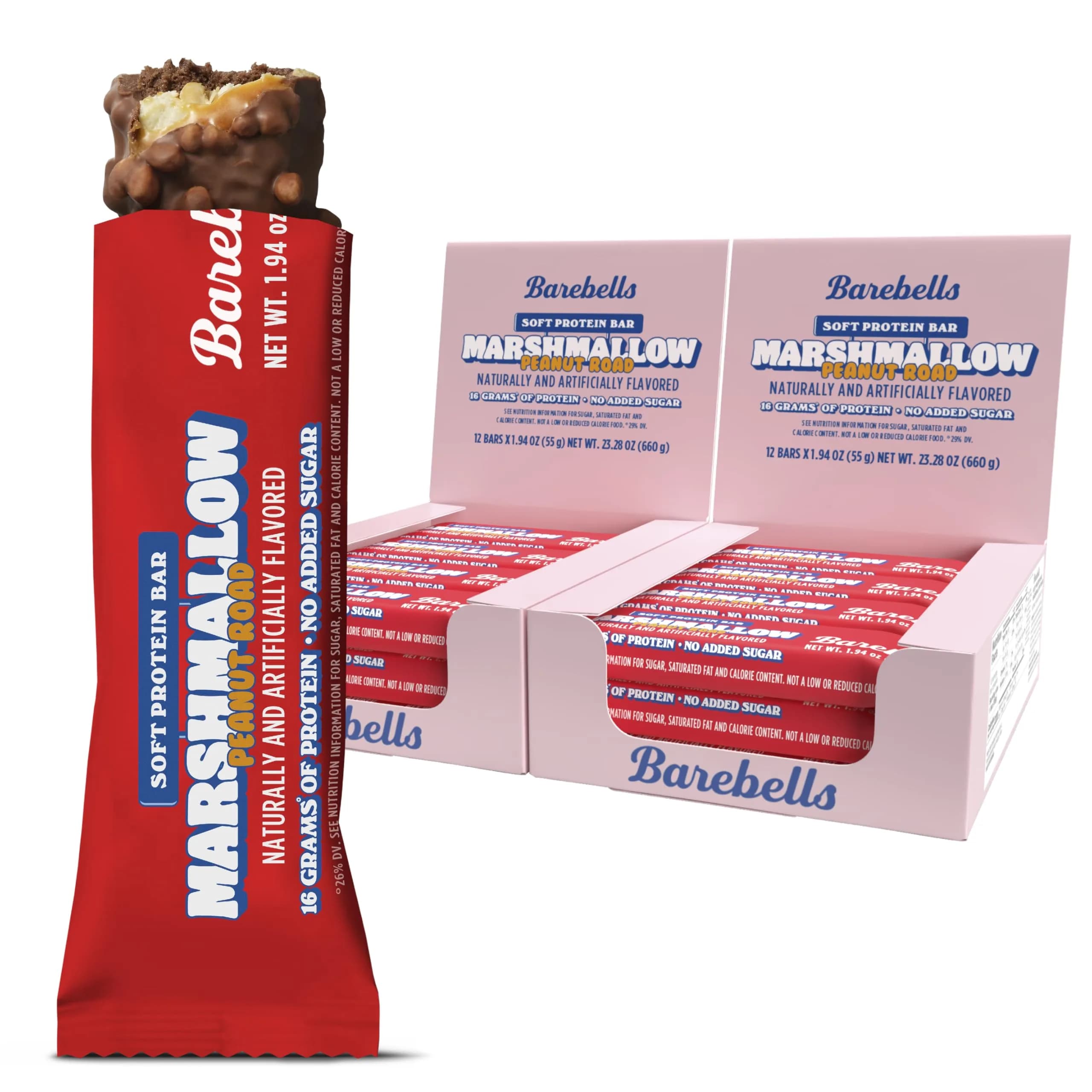 Barebells Mint Chocolate Crisp Protein Bar 20g Protein 55g (Pack of 24) — Marshmallow Peanut