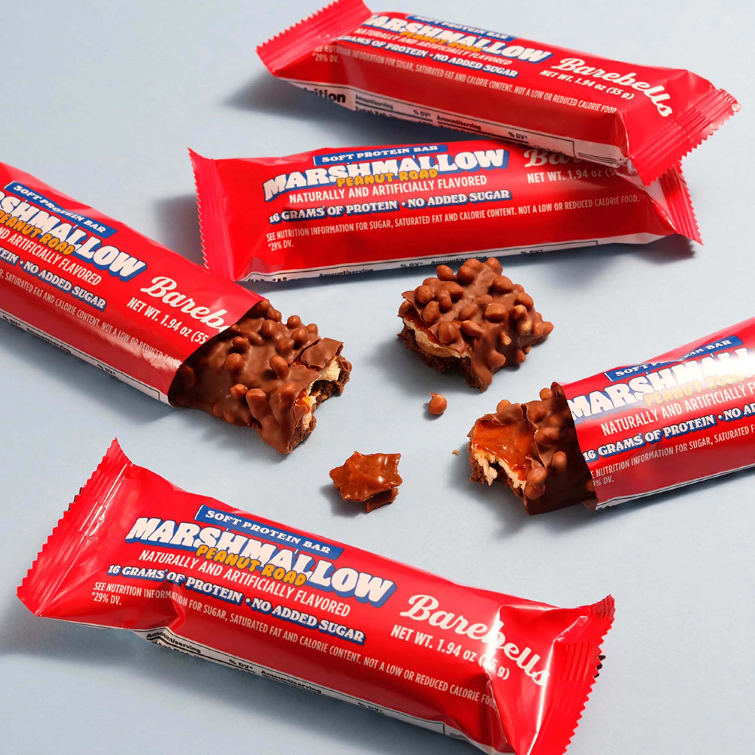 BAREBELLS Marshmallow Peanut Road Soft Protein Bars, 24 Bars | High Protein, No Added Sugar Treat thumbnail 2