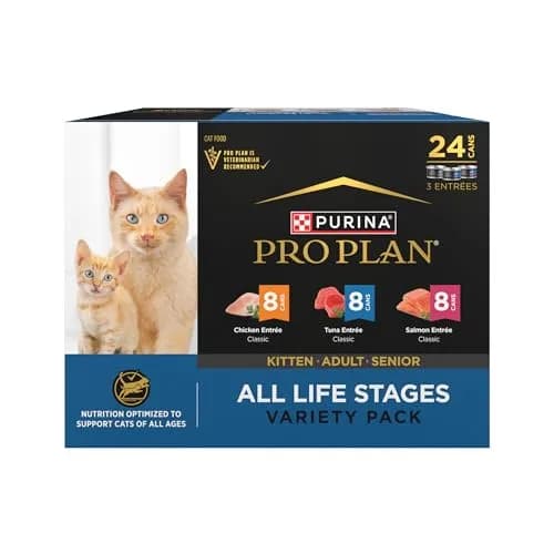 Purina Pro Plan All Life Stages Pate Wet Cat Food Variety Pack, (24) 3 oz | Complete Nutrition for Cats thumbnail 1