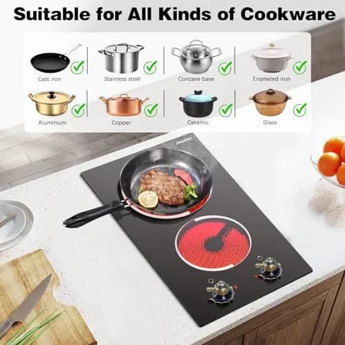 Jessier 2 Burner Electric Cooktop 3000W 220V | 15.6 cm (6.1 in) x 52.1 cm (20.5 in) x 2.9 cm (1.1 in) thumbnail 6