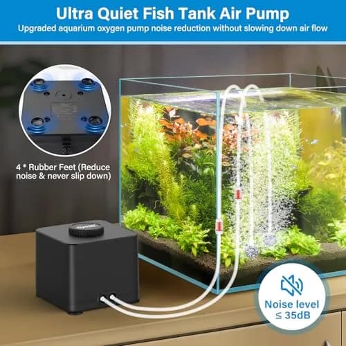 hygger Quiet Adjustable Aquarium Air Pump 4W Dual Outlet with Air Stones & Check Valves | 360 L/H (95 GPH) x 2 thumbnail 3