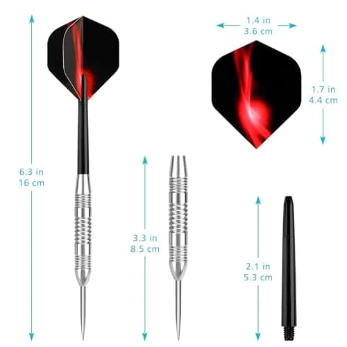 Accmor 24g Steel Tip Darts Set, 12 Pack Professional Metal Darts with Copper Barrels | Precision Machined for Control thumbnail 6