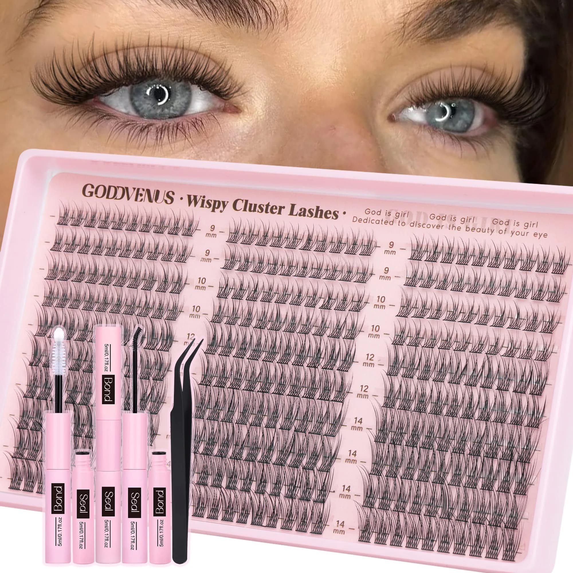 Goddvenus Natural DIY Lash Clusters Kit 300pcs C Curl Short Individual Lashes | Wispy & Lightweight for Effortless Flutter - main product image