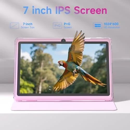 HOTTABLET 7-Inch Android 14 Tablet with Protective Case, 8GB RAM + 32GB ROM, IPS Screen, Pink | Use Tablet as Phone in India thumbnail 3