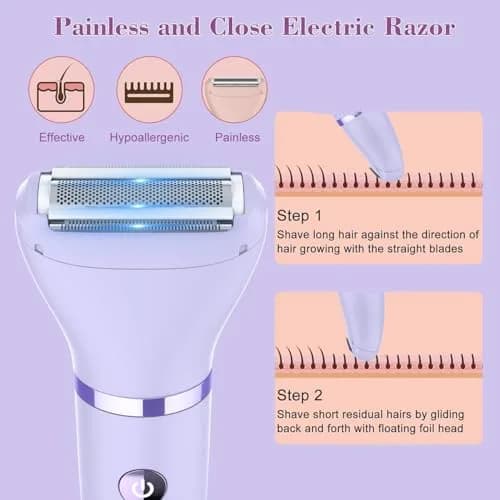 Scttomon 3-in-1 Electric Razor Bikini Trimmer Waterproof Wet & Dry | Painless Personal Groomer for Ladies Face & Body thumbnail 6