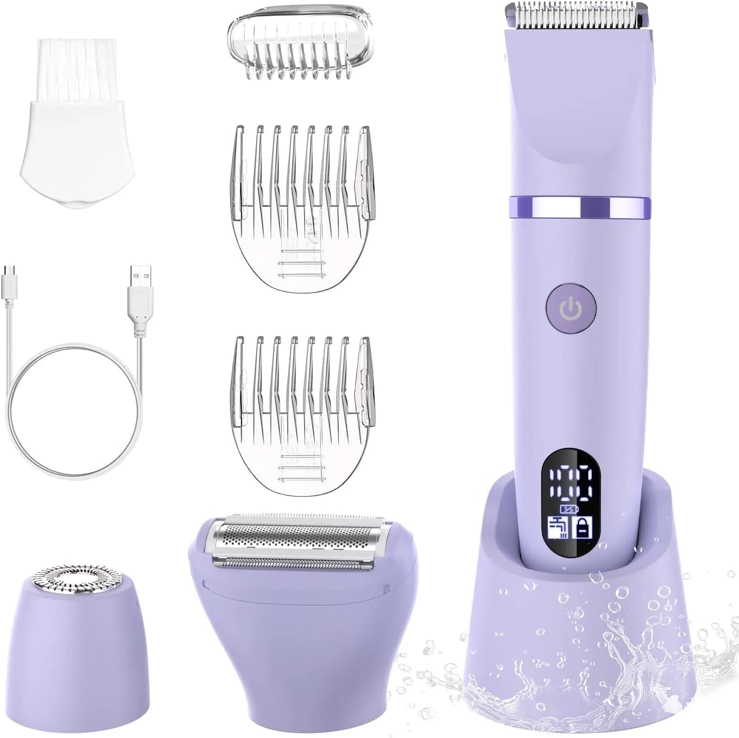 Scttomon 3-in-1 Electric Razor Bikini Trimmer Waterproof Wet & Dry | Painless Personal Groomer for Ladies Face & Body