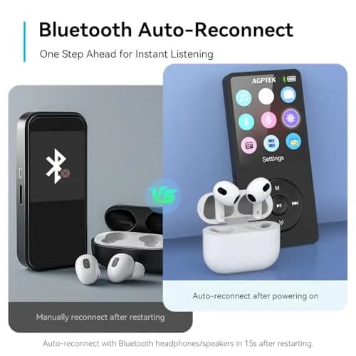 AGPTEK A02 MP3 Player 64GB (1.8 inch Screen) | Bluetooth 5.3 Music Player with Speaker & FM Radio thumbnail 8