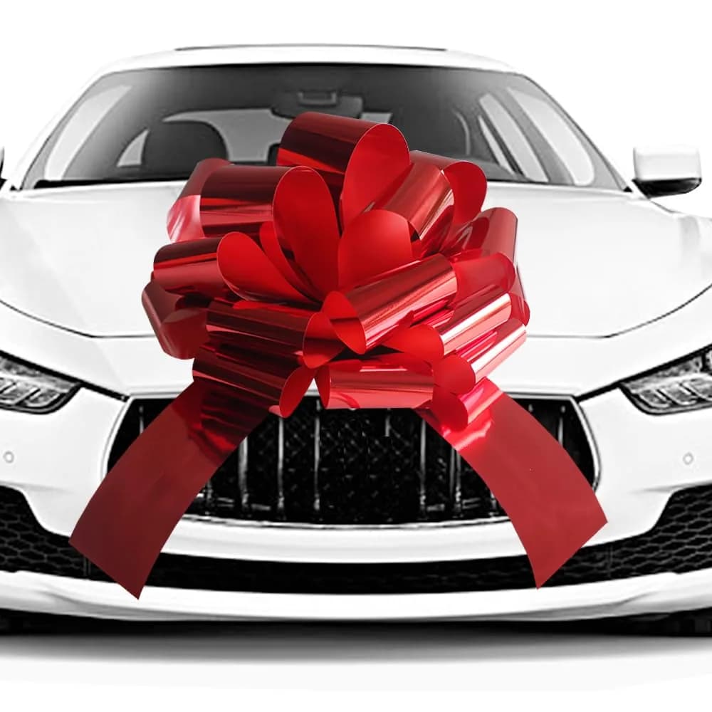 HQJAXJ 20 Inch Big Red Bow for Car | Waterproof, Large Gift Wrap Bow for Celebrations - main product image