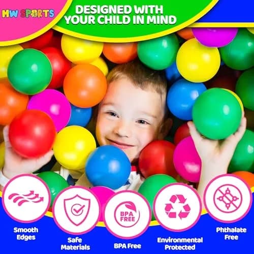 MW SPORTS Plastic Play Balls for Kids & Toddlers | Bright Colors, 2.3 inch Diameter, Safe & Durable (200 Balls) thumbnail 3