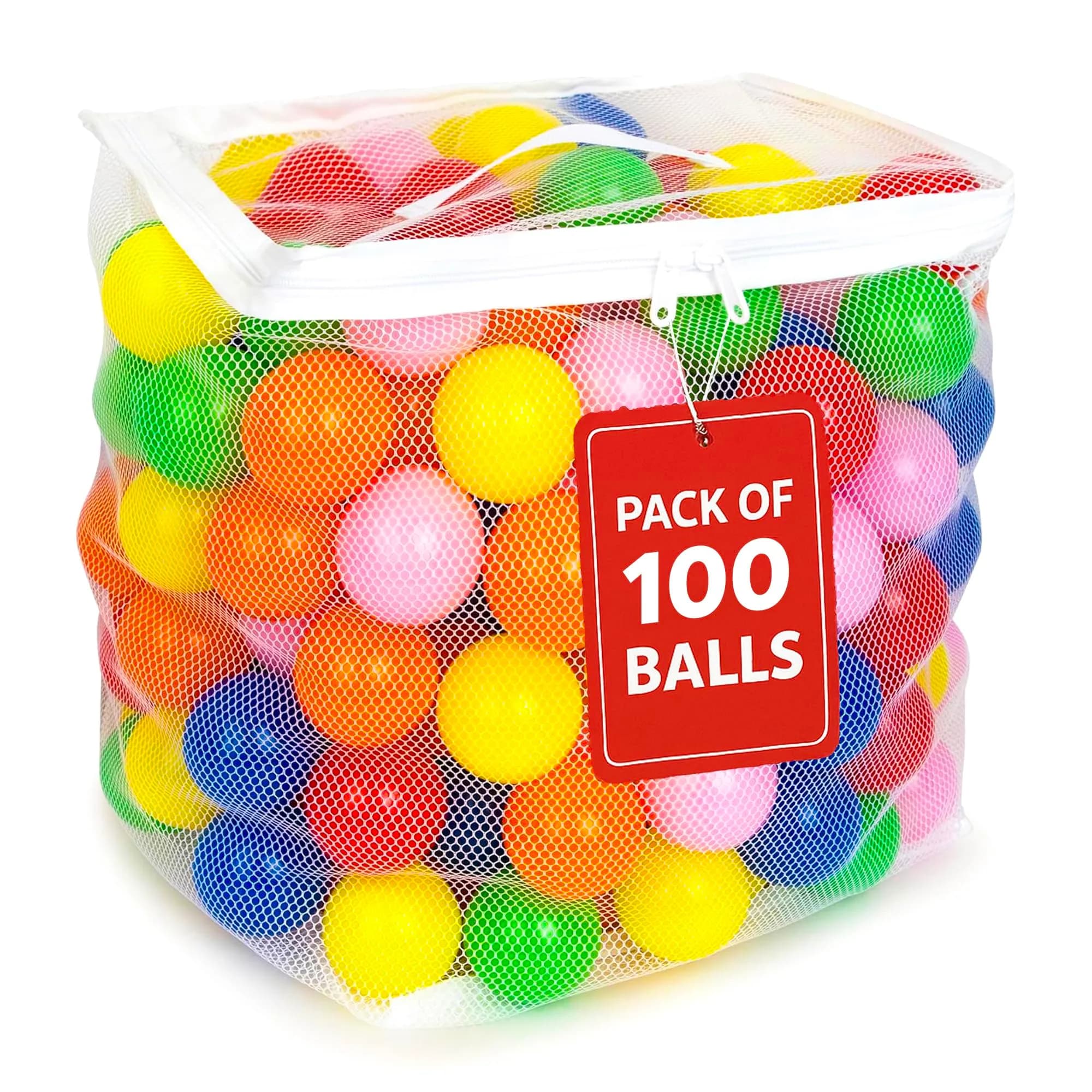 MW SPORTS Play Balls for Kids & Toddlers | Bright Colors, 2.3 Inch Diameter, Safe Plastic (100 Balls)