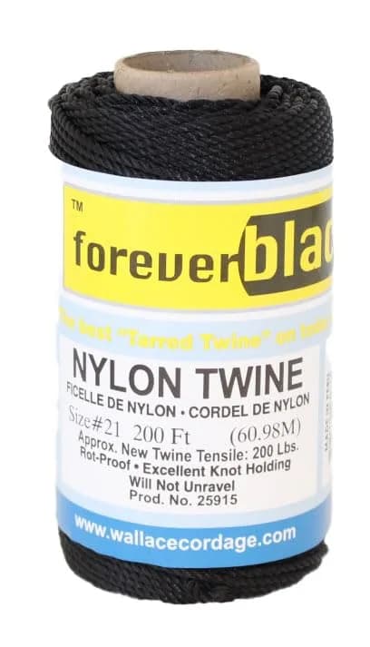 #21 X 200' Forever Black Tarred Twisted Nylon Twine 1/4 lb | Weather-Resistant, Heavy Duty Nylon Cord thumbnail 2