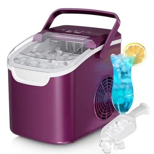 Antarctic Star Portable Countertop Ice Maker Machine 26lb/Day Bullet Ice | 8 Cubes in 6 Mins, Dark Purple thumbnail 1