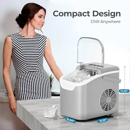 Antarctic Star Countertop Ice Maker Machine 26 lbs/day, Grey | Fast 6-Min Bullet Ice thumbnail 7