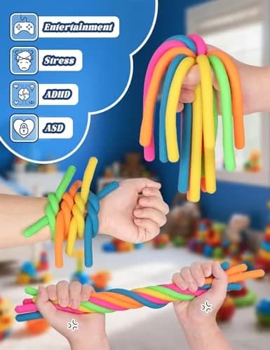 Diltik 10 Pack Stretchy Sensory Strings 11 inches (27.9 cm) | ASTM-Tested Non-Toxic TPR Fidget Toys for Kids Ages 3+ thumbnail 7
