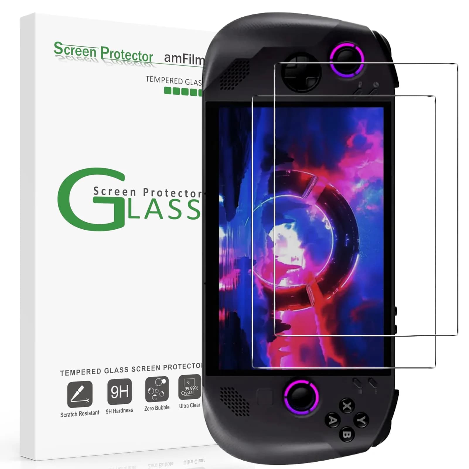 amFilm Screen Protector for Lenovo Legion Go Gen 2 8.8'' Handheld 2025 | 2 Pack Tempered Glass Full Coverage — transparent