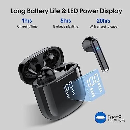 OYIB Bluetooth 5.3 Wireless Earbuds with ENC Mic, 25H Playtime, IPX7 Waterproof, Gray Black | Clear Calls & Fast Pairing thumbnail 4