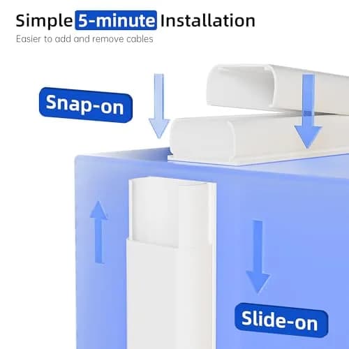Delamu White Cable Raceways Kit 325cm (142in) | Paintable Cord Hider for Wall Mounted TVs thumbnail 4