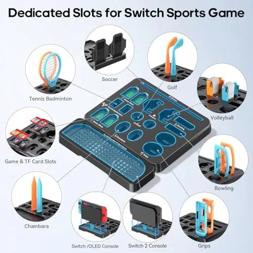 Tokluck Switch 1/2 Sports Accessories Bundle with Organizer Station | Compatible with Nintendo Switch Console & Joy-con, Storage & Organizer thumbnail 4