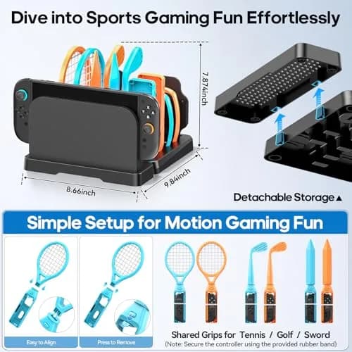 Tokluck Switch 1/2 Sports Accessories Bundle with Organizer Station | Compatible with Nintendo Switch Console & Joy-con, Storage & Organizer thumbnail 5