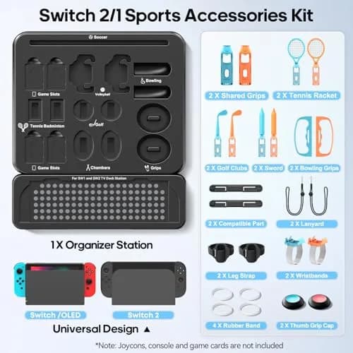 Tokluck Switch 1/2 Sports Accessories Bundle with Organizer Station | Compatible with Nintendo Switch Console & Joy-con, Storage & Organizer thumbnail 3