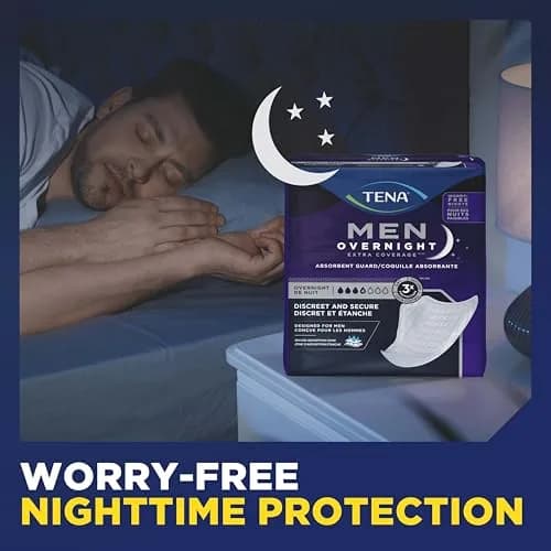 TENA Men Overnight Guards Incontinence Pads 30 ct | 8-Hour Protection for Men thumbnail 4