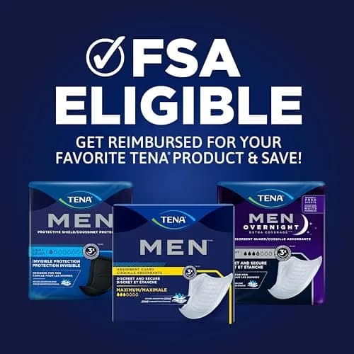 TENA Men Overnight Guards Incontinence Pads 30 ct | 8-Hour Protection for Men thumbnail 9