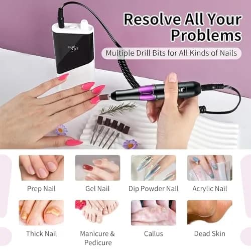 JODSONE Rechargeable Nail Drill 45000 RPM | Low Noise Portable for Home & Salon thumbnail 5