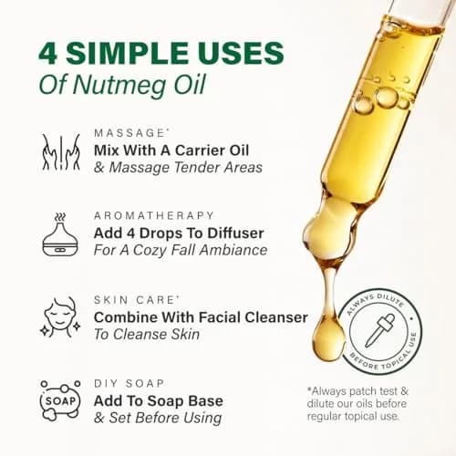 Kukka Nutmeg Essential Oil for Skin & Diffuser - 30ml (1 Fl Oz) | Pure, GC-MS Tested thumbnail 5