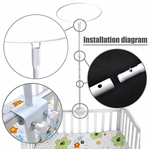 HanYun White Baby Crib Canopy with Stand Rod | Breathable Mesh for Nursery & Outdoor Decor thumbnail 4