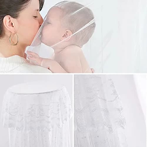HanYun White Baby Crib Canopy with Stand Rod | Breathable Mesh for Nursery & Outdoor Decor thumbnail 5