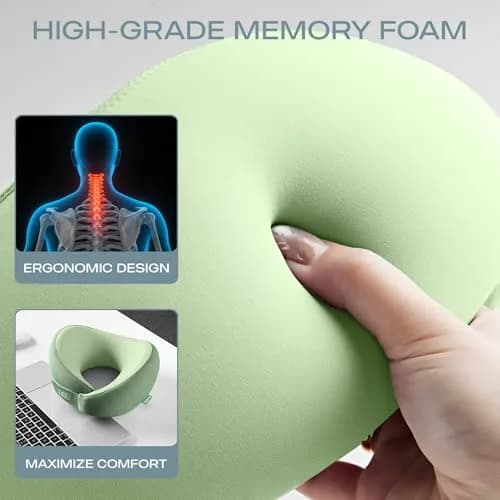 Skechers Memory Foam Neck Pillow | Breathable & Ergonomic Travel Support for Men & Women, Green thumbnail 8
