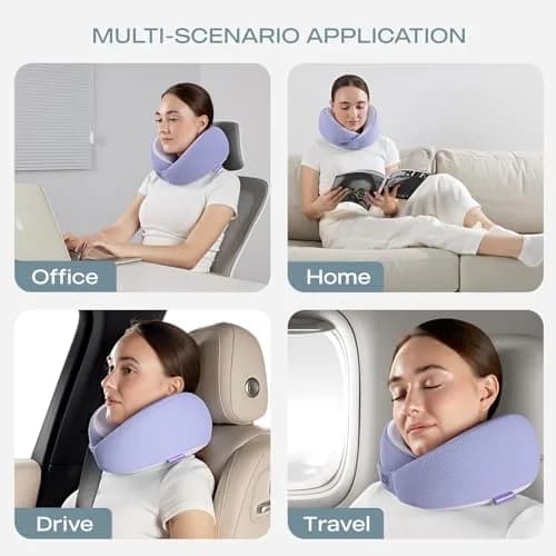 Skechers Memory Foam Neck Pillow Purple | Comfortable & Breathable Travel Pillow for Travel, Car Rides, Home, and Office Use thumbnail 7
