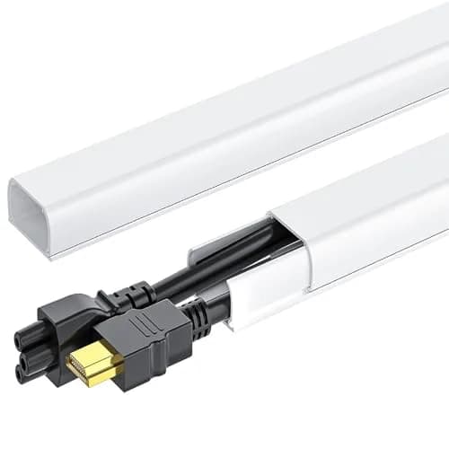 Yecaye White Cord Management Cover 142in (360.7cm) | Conceals 2-3 Cables on Walls thumbnail 1