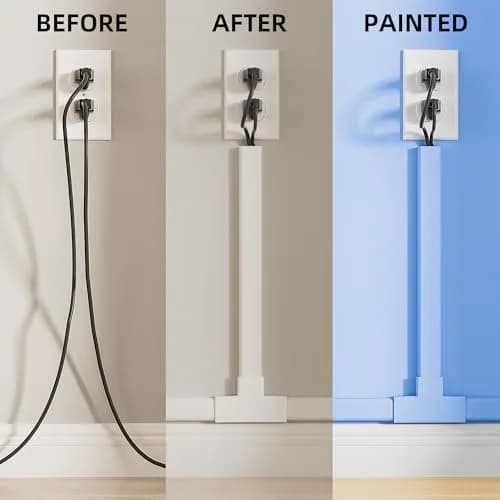 Delamu Large 142in White Cable Raceway Kit | Accommodates 3-4 Cables, Paintable & Cuttable for Wall Mounting thumbnail 4