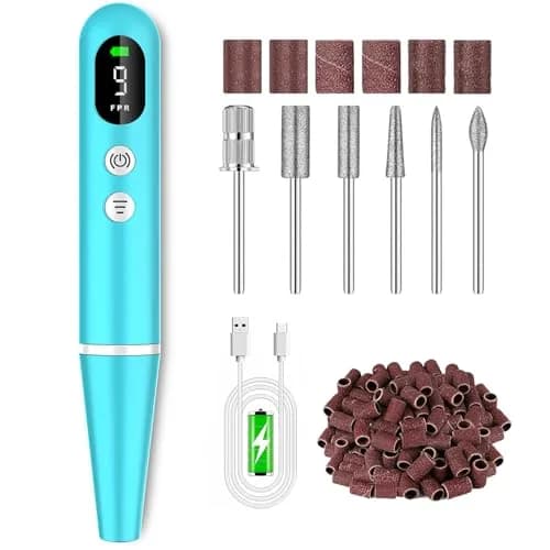 Zloojnn Cordless Electric Nail Drill File Kit Blue | 20000 RPM 9-Speed LED Display, Rechargeable, Portable thumbnail 1