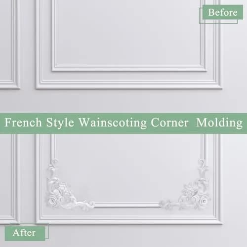 Pangda French Style Rose Corner Wall Molding Panels 13cm (5.12 inches) | Decorative PU Trim for Cabinets & Frames thumbnail 6