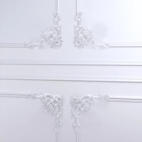 Pangda French Style Rose Corner Wall Molding Panels 13cm (5.12 inches) | Decorative PU Trim for Cabinets & Frames thumbnail 3