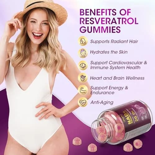 Sizyok NAD Resveratrol Gummies 60 Count | Sugar-Free Collagen & Antioxidant Support for Women thumbnail 4
