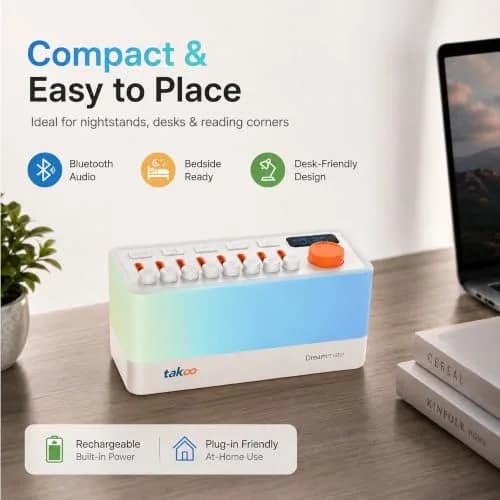 TAKOO 3-in-1 Sleep Sound Machine & Bluetooth Speaker with 12-Color Night Light, 485g (0.485kg) thumbnail 2