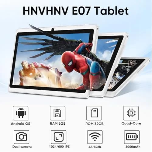 HNVHNV Android Tablet 7 Inch Tablet, 6GB RAM 32GB ROM 1TB Expansion, Quad-core Processor, Dual Camera, Pink | GMS Certified for India thumbnail 2