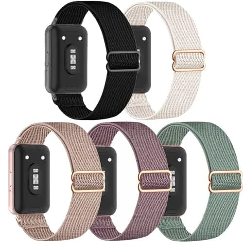 CUNUJIX 5 Pack Stretchy Watch Bands Compatible with Samsung Galaxy Fit 3 | Loop Nylon Elastic Fabric Strap for Samsung Galaxy Fit 3 SM-R390 thumbnail 1