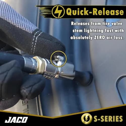 JACO Lightning S-Series Tire Air Chuck 1/4" F-NPT Open Flow | Patented Push-to-Lock Self-Locking Nozzle thumbnail 5