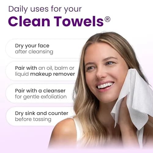 CLEAN SKIN CLUB Healthy Aging Clean Towels XL 50 Count | Clinically Shown to Reduce Fine Lines & Wrinkles thumbnail 9