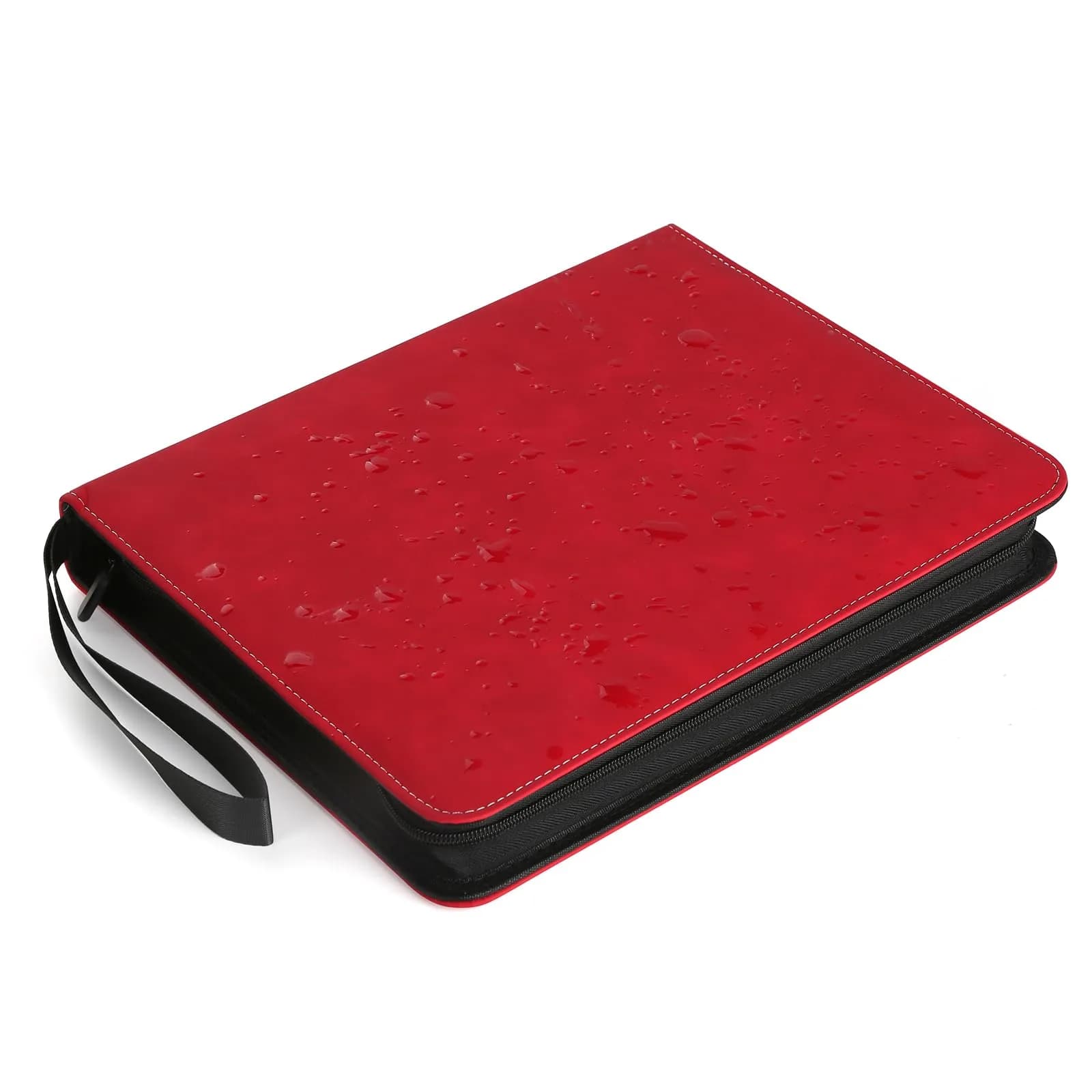 GERMUN 3 Ring 9 Pocket Zipper Card Binder with Wrist Strap, 720 Double Sided Standard Card Album Folder (Marble Texture Red, 40 Pages) thumbnail 2