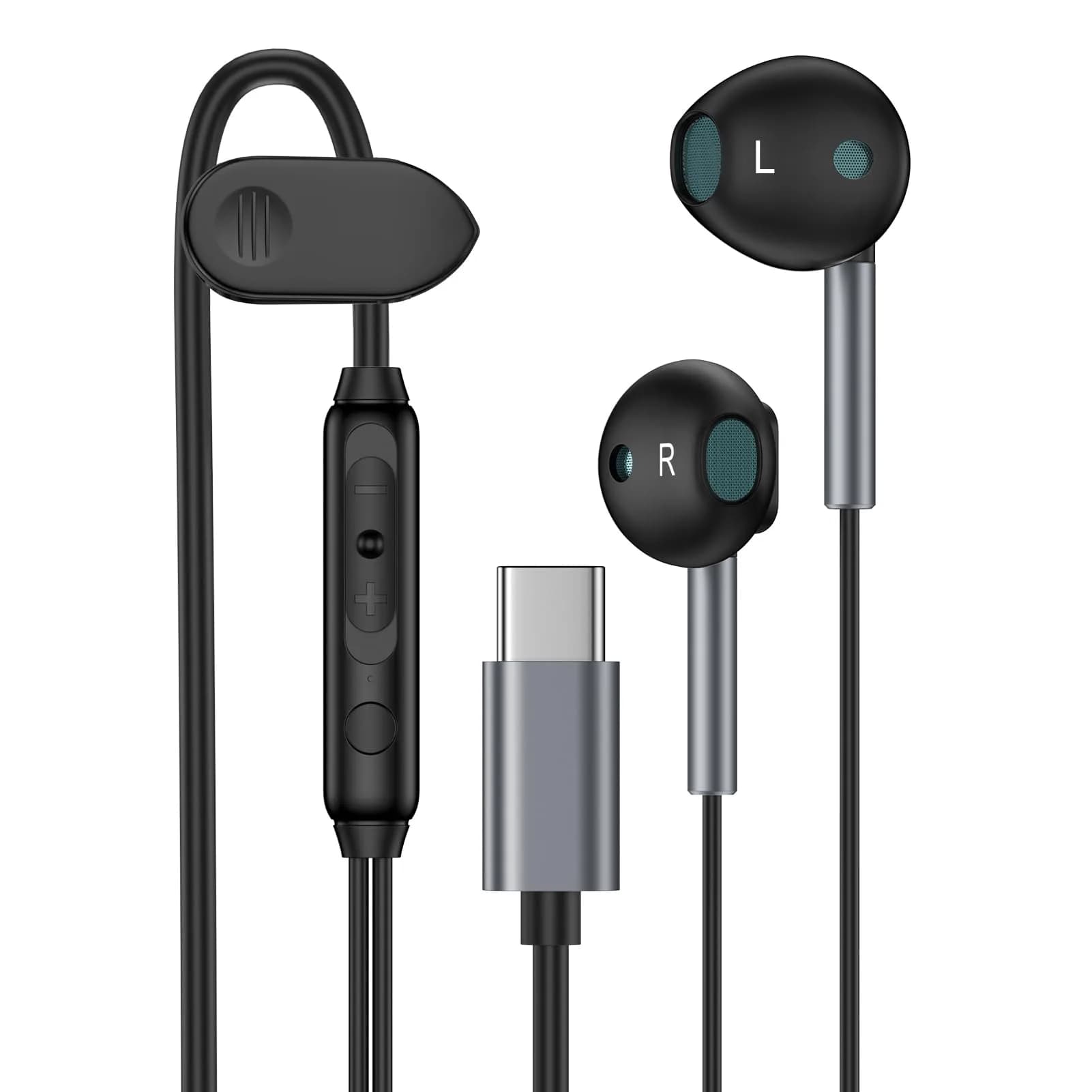 VIFIGEN USB C Headphones for iPhone 15/16/17 Series, iPad, Samsung Galaxy S24-S26, Pixel 8-10, LG, OnePlus | White Wired In-Ear Earbuds with Mic — Black-1