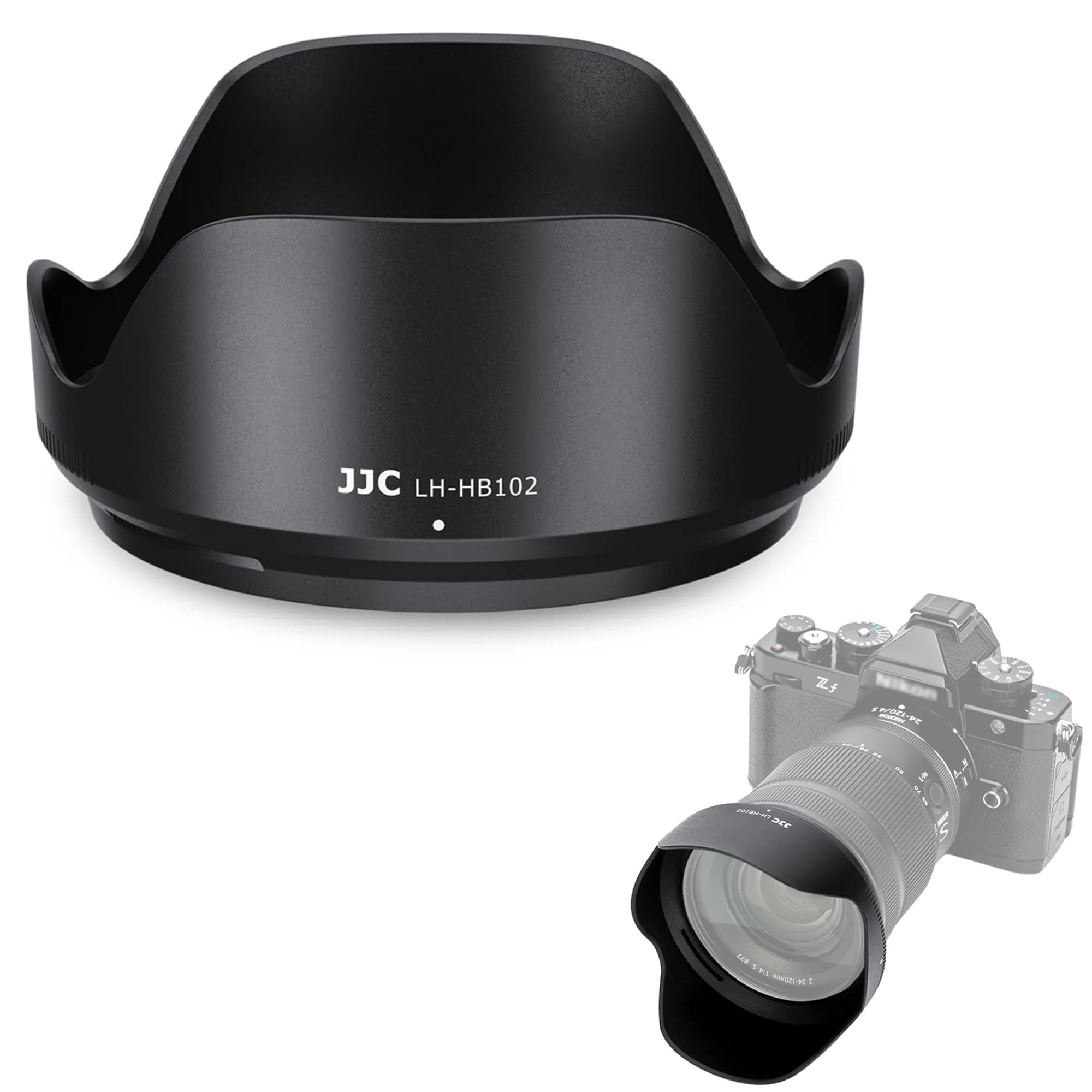 JJC HB-102 Lens Hood for Nikon Z 24-120mm f4 S & 28-400mm f4-8 VR Lenses | Reversible Bayonet Mount Shade - main product image