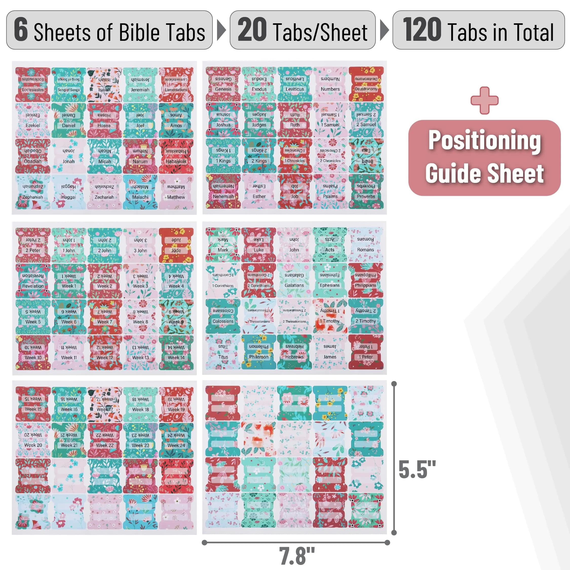 Mr. Pen Bible Tabs Floral Design 120 pcs | Laminated Tabs for Women