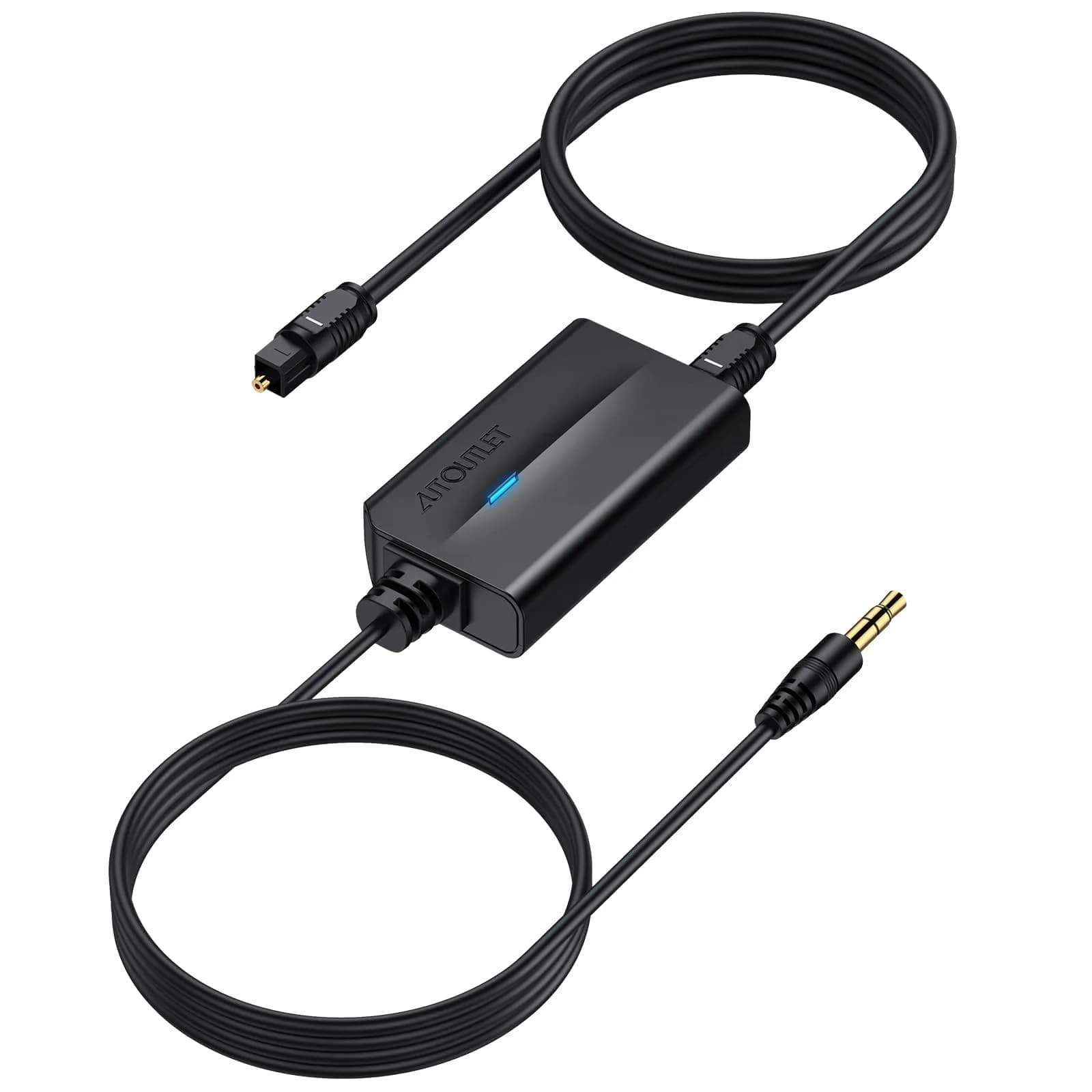 AUTOUTLET Optical to 3.5mm Converter | 192kHz/24-bit DAC | PCM Audio Output | Black